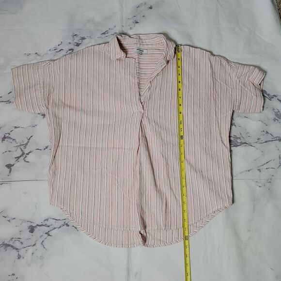 Madewell Pink Striped Popover Shirt - Picture 4 of 6